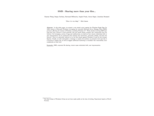 Blackhat 2015 SMBv2 Sharing More Than Just Your Files